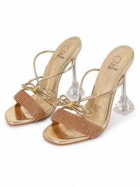 Golden Lace Up Heels